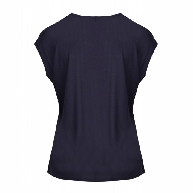 Womens Dark Blue Onina Pearl Woven Front S/s T Shirt