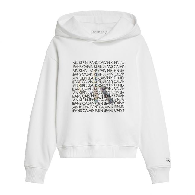 Girls Bright White Iridescent Logo Hooded Sweat Top