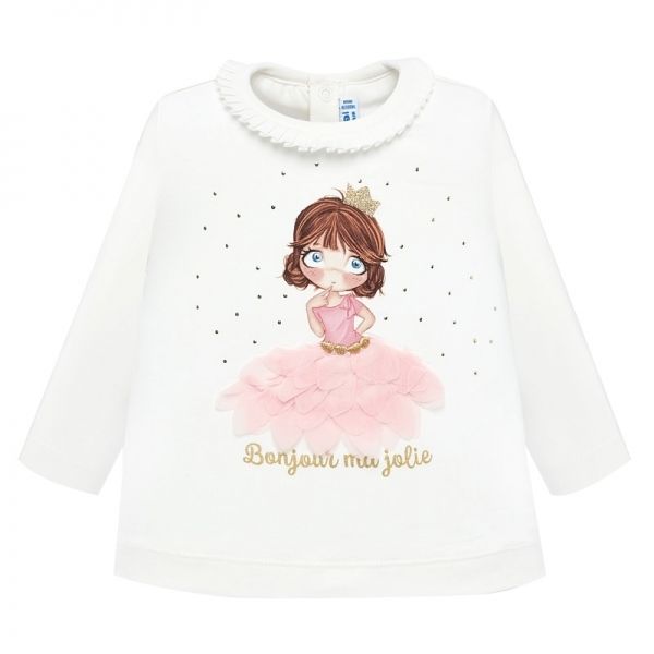 Infant Natural/Rose Princess Petals L/s T Shirt