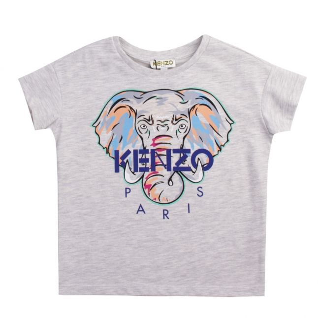 Girls Light Grey Marl Jamilia Elephant S/s T Shirt