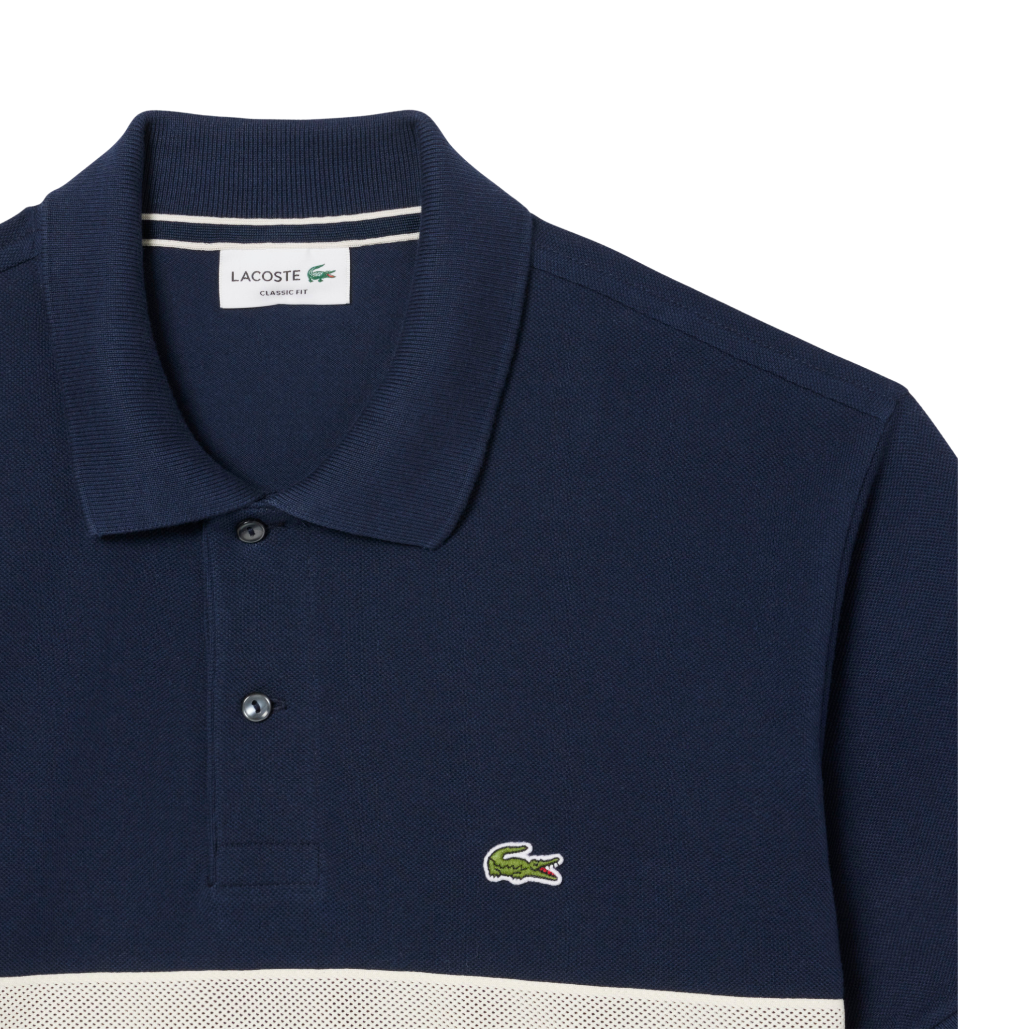 Mens Lacoste Navy Blue Texture Stripe S/s Polo Shirt