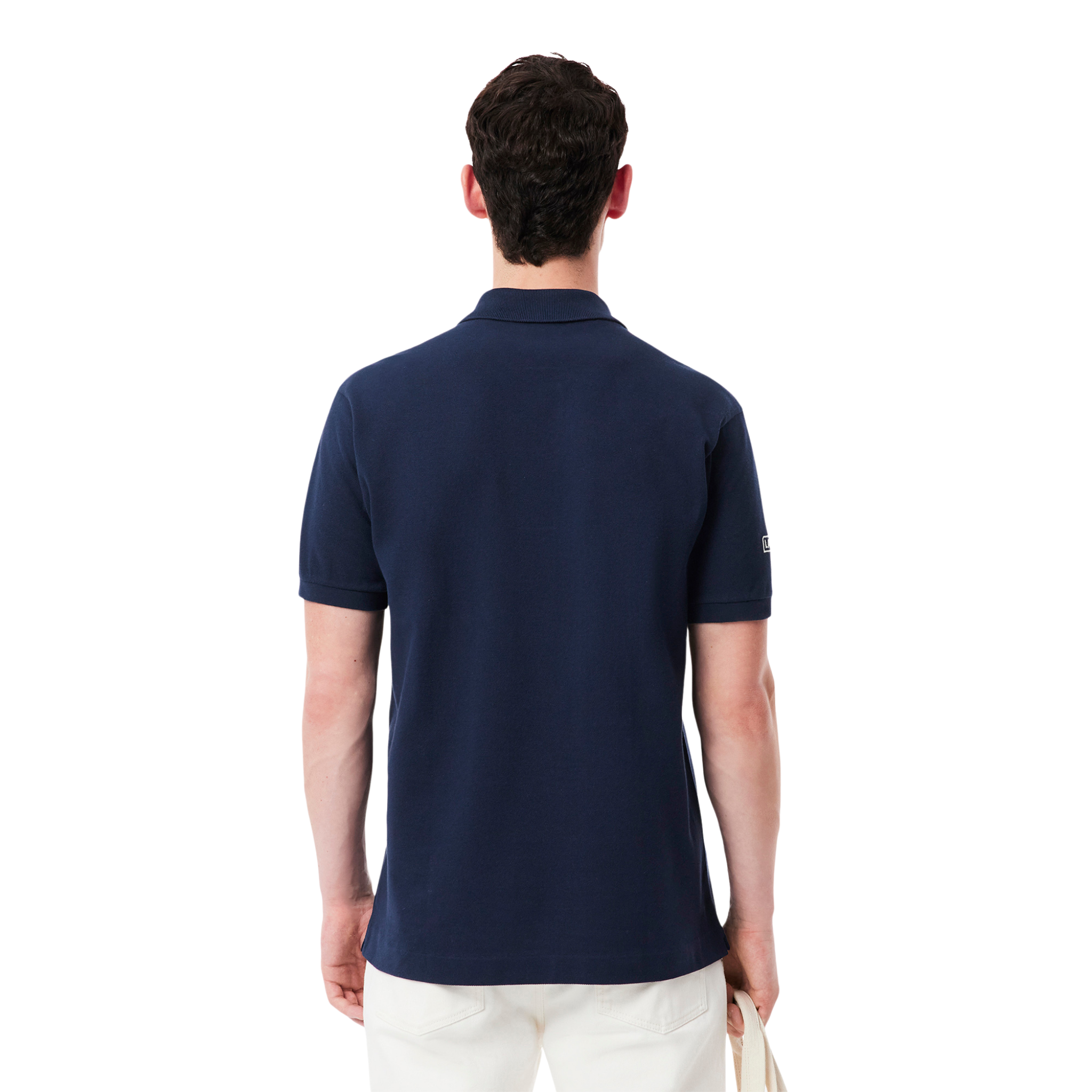 Mens Lacoste Navy Blue Texture Stripe S/s Polo Shirt