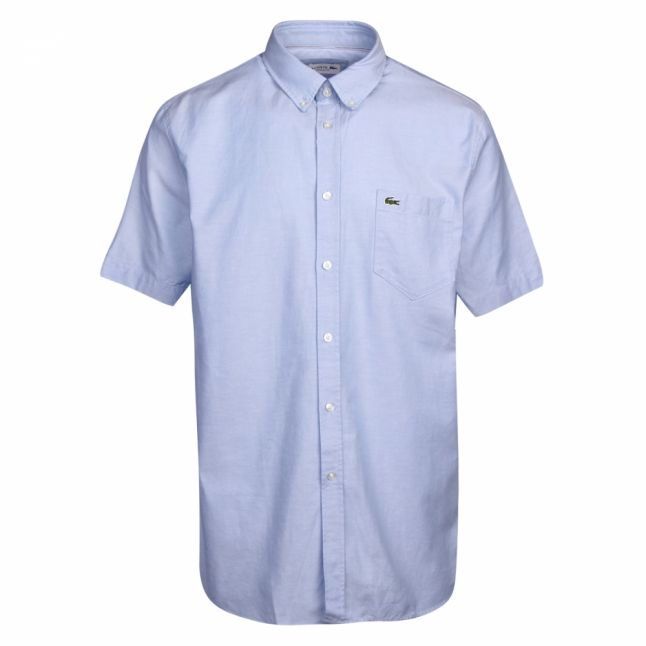 Mens Hemisphere Blue Oxford Regular Fit S/s Shirt