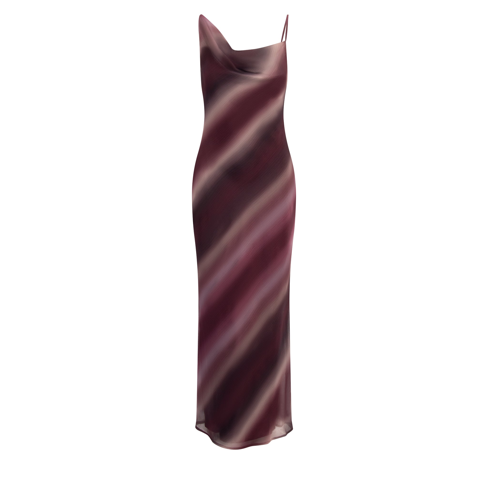 Womens Wine Ombre Keisha Asymmetric Cowl Maxi