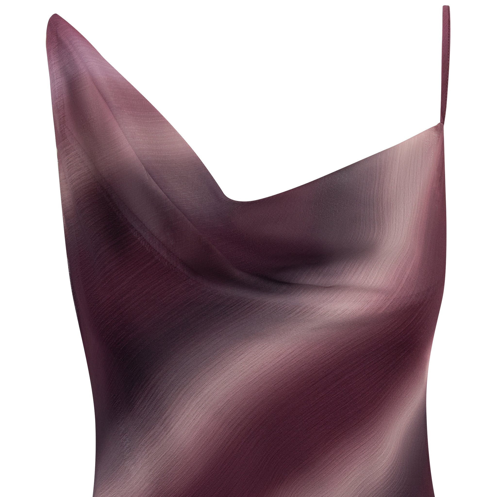 Womens Wine Ombre Keisha Asymmetric Cowl Maxi