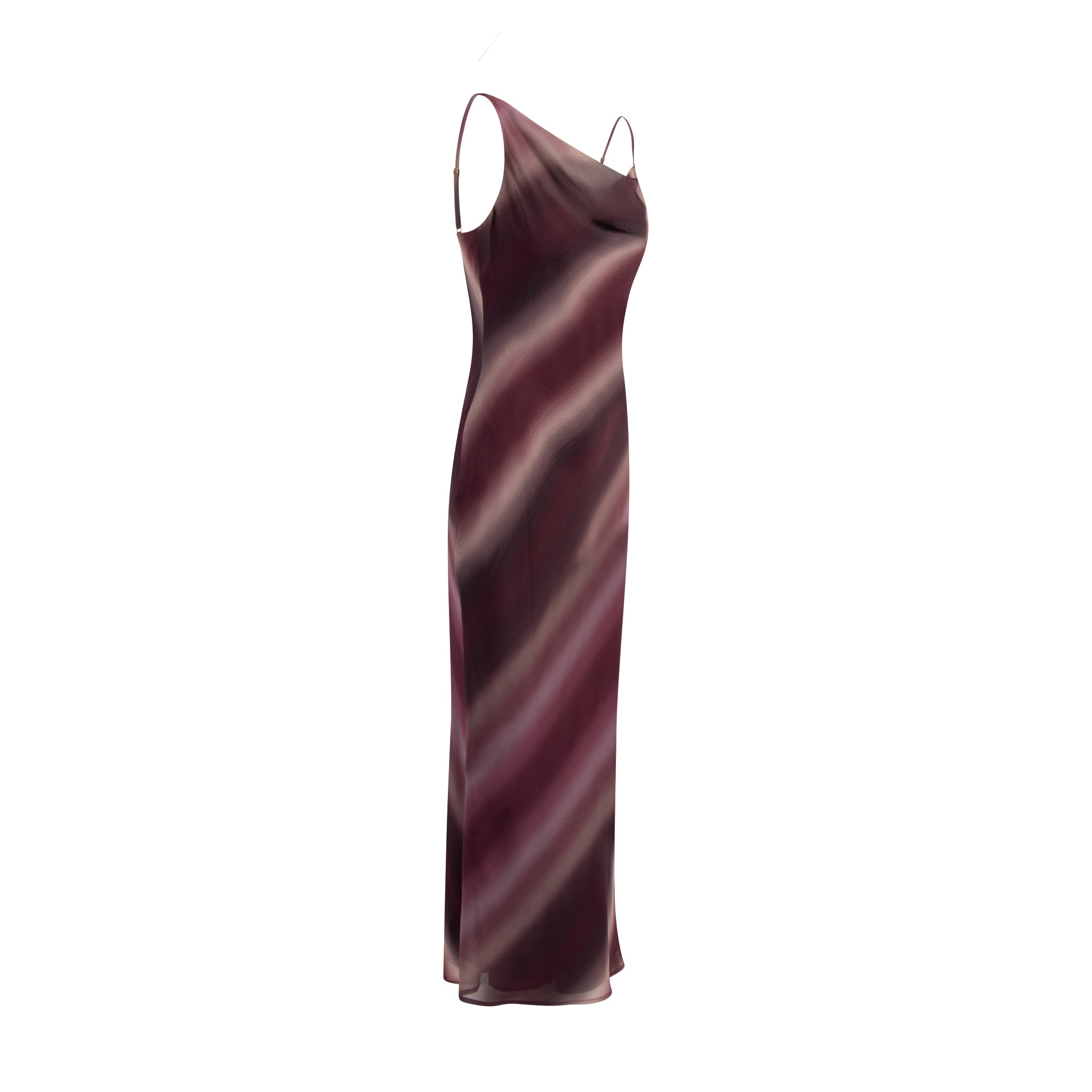 Womens Wine Ombre Keisha Asymmetric Cowl Maxi