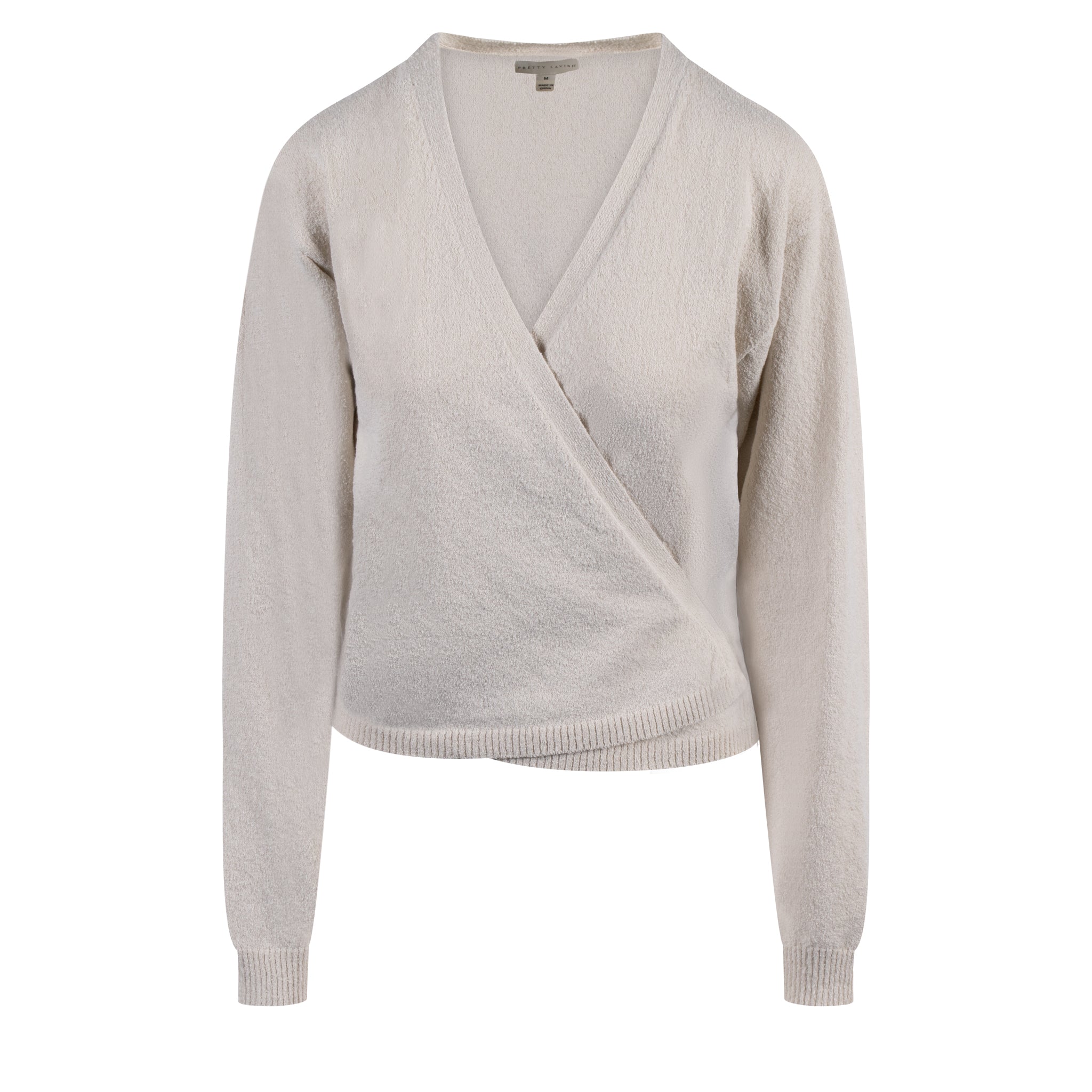 Womens Pale Stone Laney Boucle Knit Wrap Top