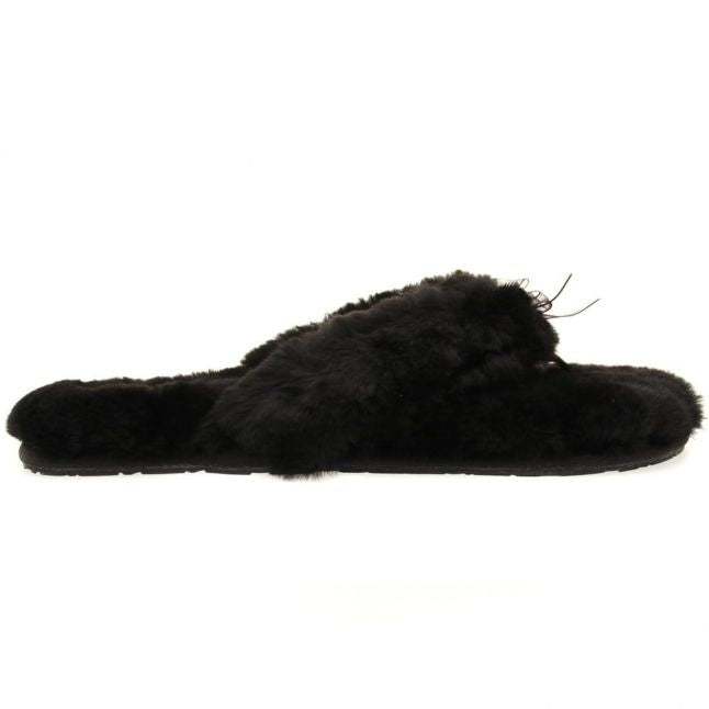 Womens Black Fluff Flip Flop II Slippers