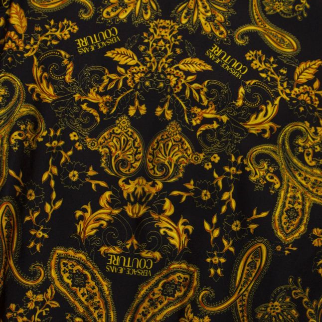 Womens Black Gold Paisley Print L/s Bodysuit