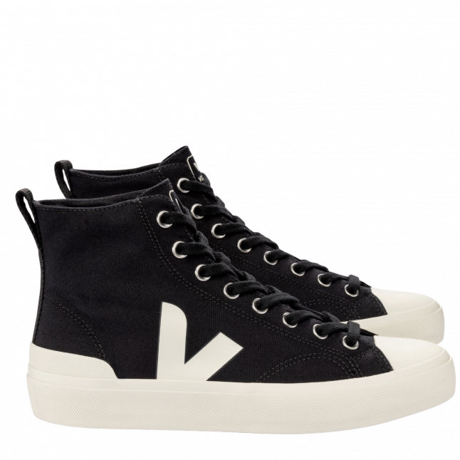 Womens VEJA Black/Pierre Wata II Canvas Trainers