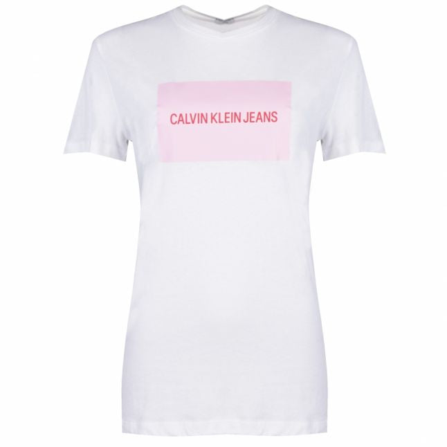 Womens White/Pink Institutional Box Slim Fit S/s T Shirt