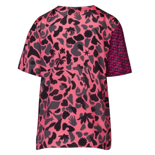 Womens Raspberry Camo Fox Woven V Neck T Shirt