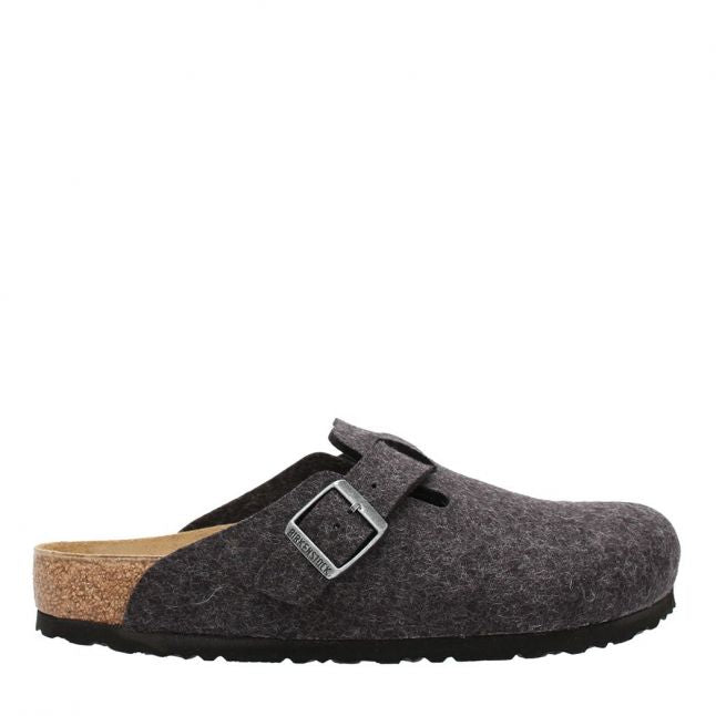 Mens Anthracite Boston Wool Slippers