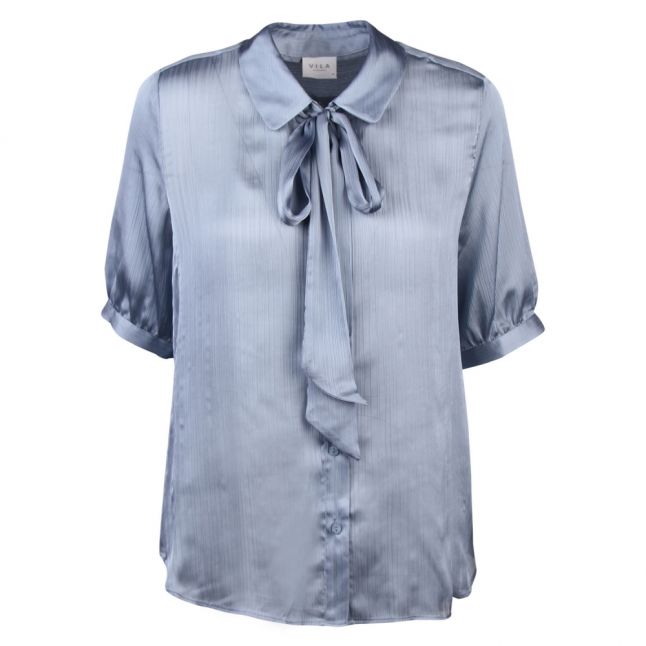 Womens Ashley Blue Visuwavey Bow S/s Blouse