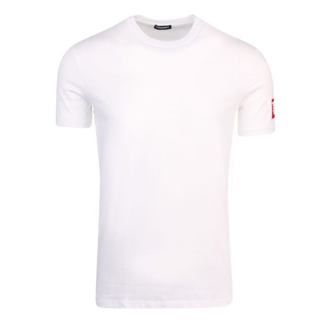 Mens White Branded Square Arm S/s T Shirt