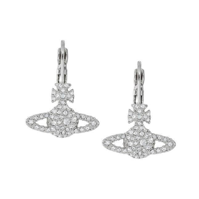 Womens Platinum/White Crystal Grace Bas Relief Drop Earrings