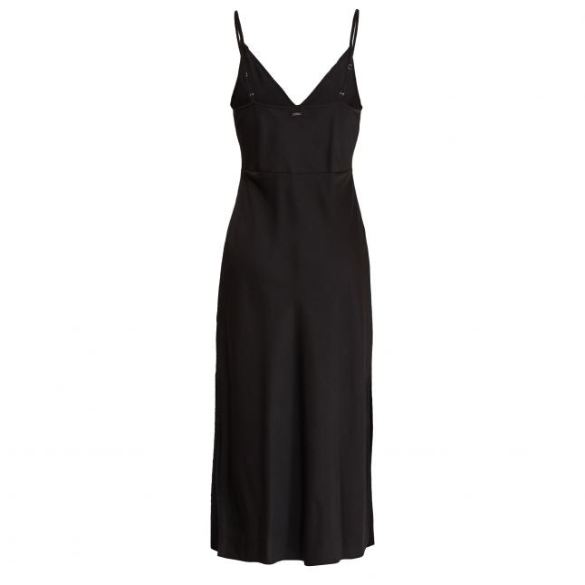 Womens Black Satin Cami Midi Dress