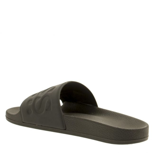 Mens Black Solar Slide Flash Logo Slides