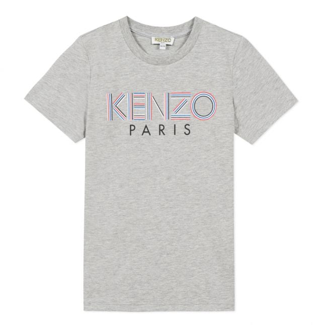 Boys Marl Grey Multicoloured Logo S/s T Shirt