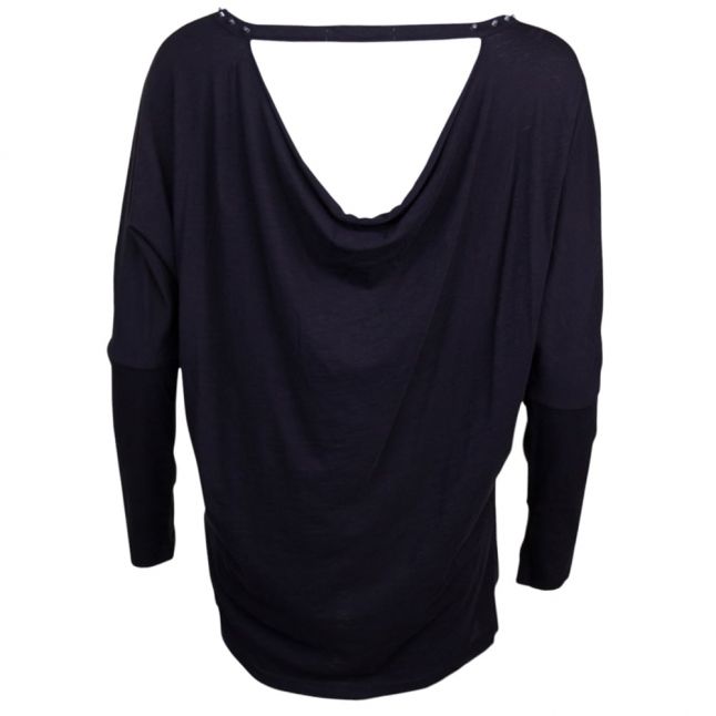 Womens Off Black Neck Detail Top