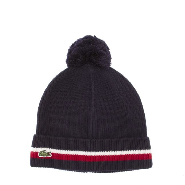 Boys Navy & Red Knitted Beanie Hat