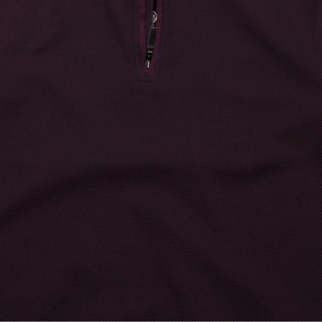 Mens Deep Purple Bits Textured 1/2 Zip Sweat Top