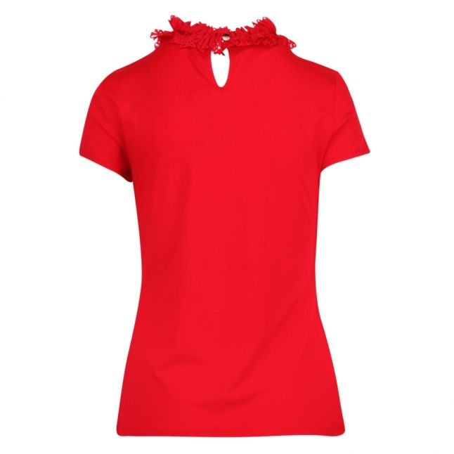 Womens Red Orwla Lace Panel S/s Top