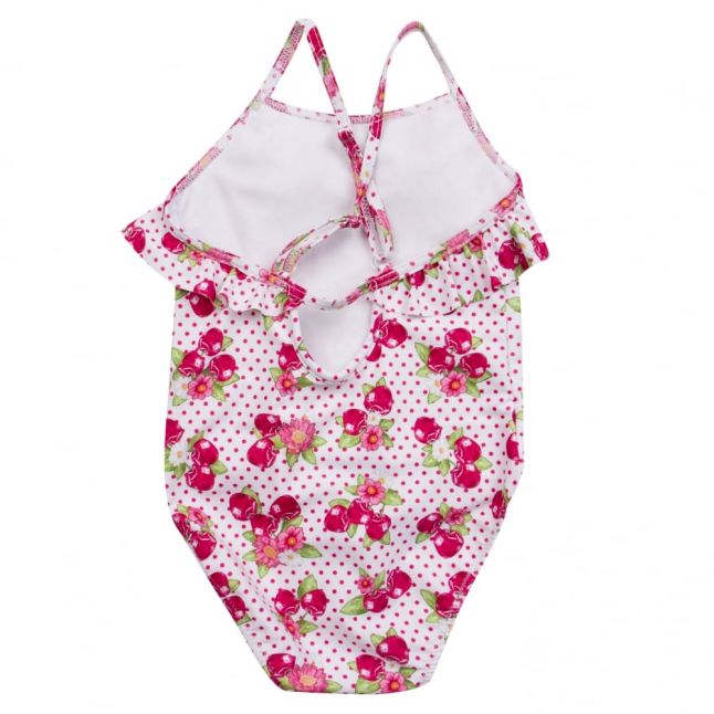 Girls Fuchsia Cherry Swimming Costume