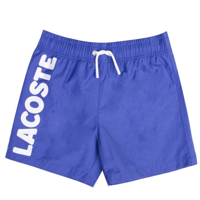 Boys Blue Branded Leg Swim Shorts