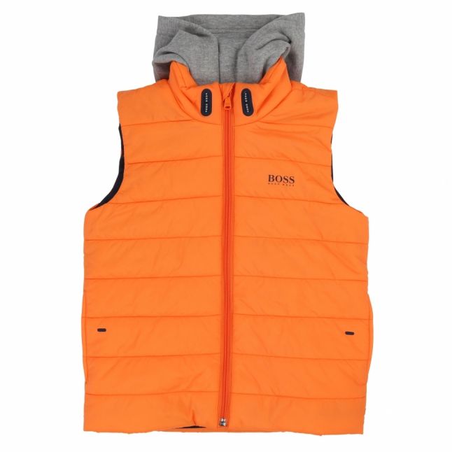 Boys Orange Jersey Hood Nylon Puffer Gilet