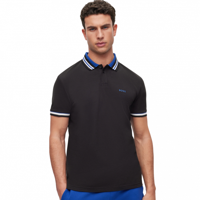 Mens Black Paddy 2 Regular S/s Polo