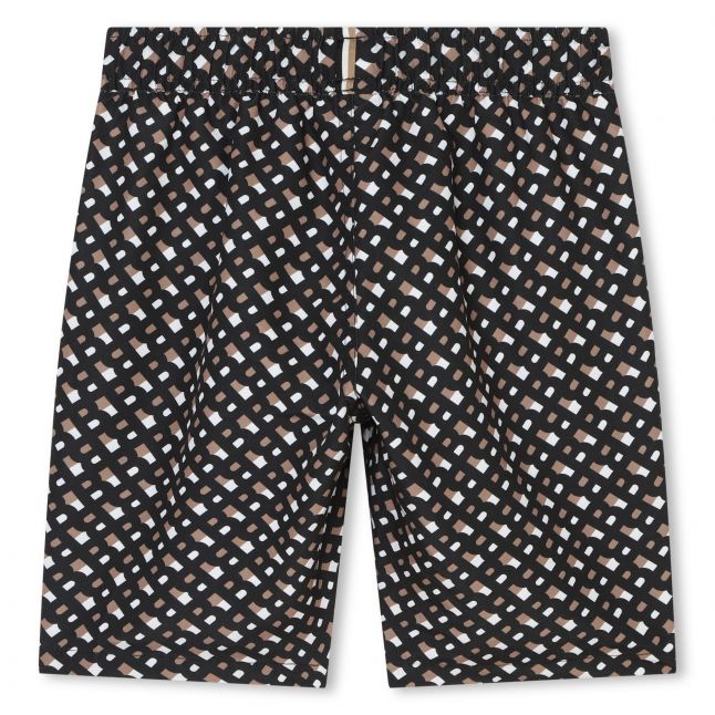 Boys Black/Chocolate Multi Logo Print Swim Shorts