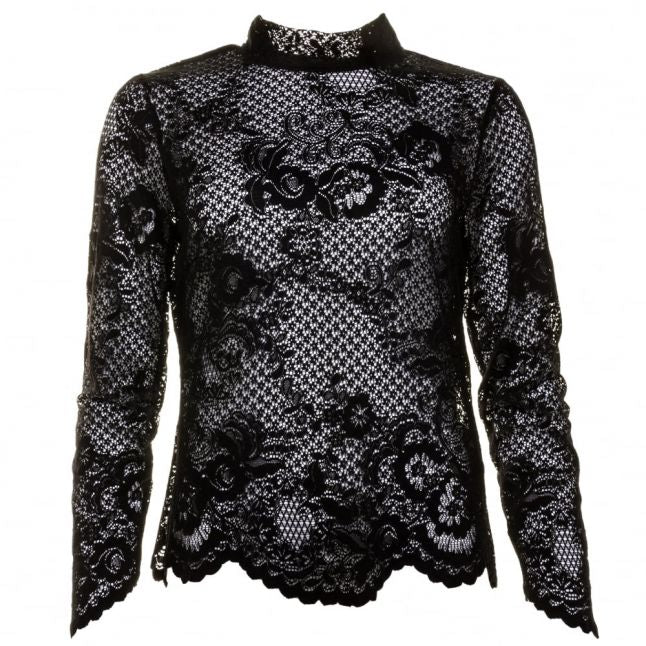 Womens Black Viloras L/s Lace Top