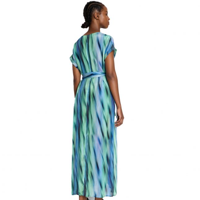 Womens Blue Ocean Waves Midi Dress