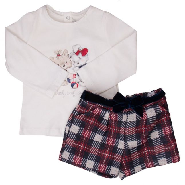 Baby Navy Plaid Shorts Set