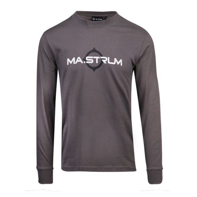 Mens Dark Slate Logo Print L/s T Shirt