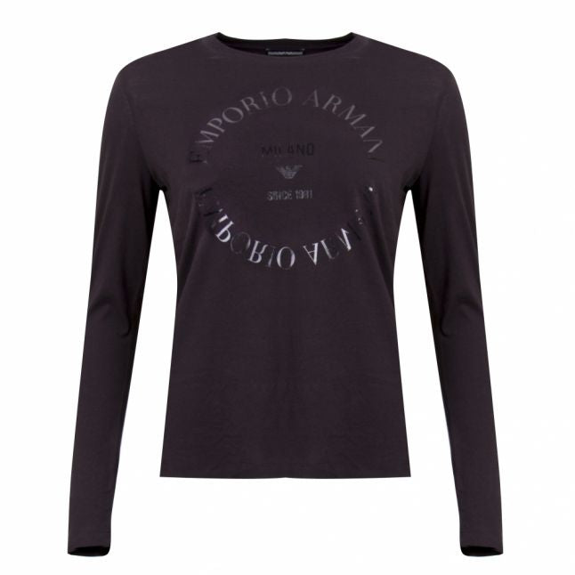 Womens Black Tonal Circle Logo L/s T Shirt