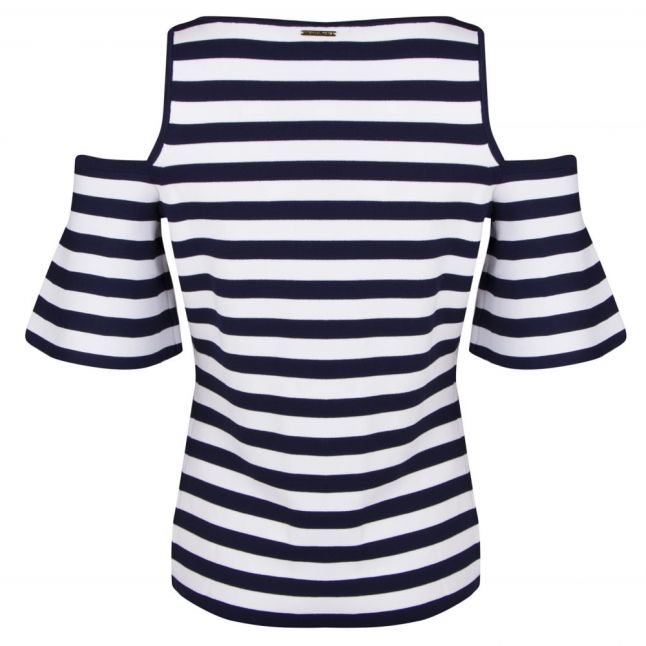 Womens True Navy Off Shoulder Stripe Top