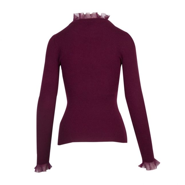 Womens Deep Purple Dvana Frill Neck Jumper