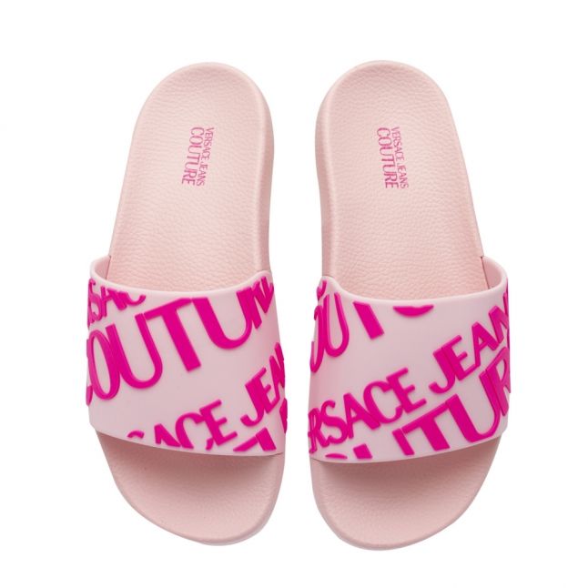 Womens Pink Branded Logo Slides