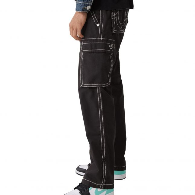 Mens Jet Black Big T Cargo Pants