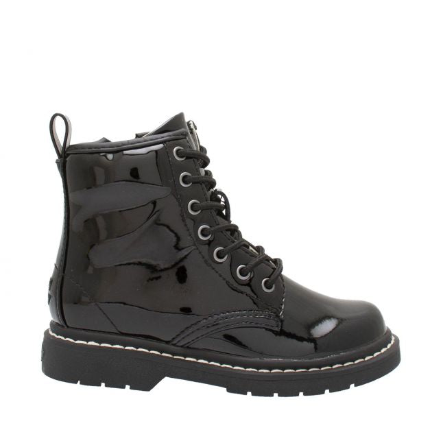 Girls Black Patent Sofia Lace Up Boots (26-39)