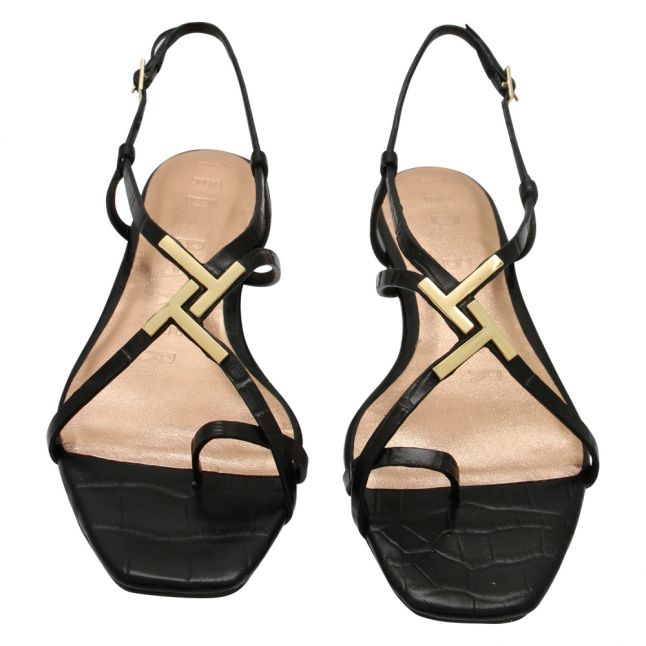 Womens Black Lerinna Strappy Flat Sandals