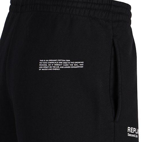 Mens Black Branded Sweat Shorts