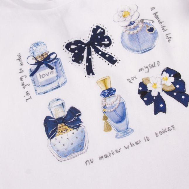 Infant White/Navy Perfume Top & Shorts Set