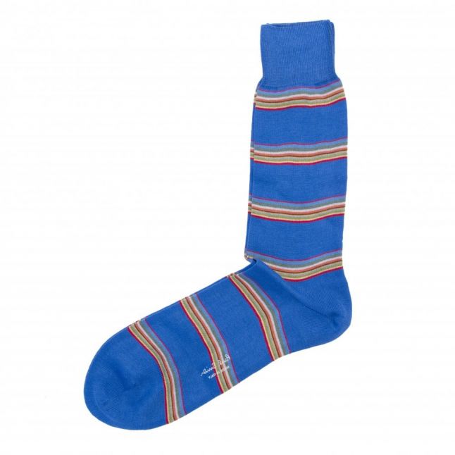 Mens Cobalt Blue Multi Stripe Block Socks