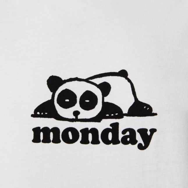 Womens White Panda Monday S/s T Shirt