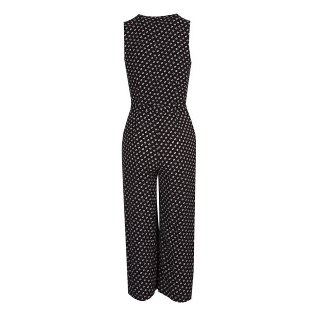 Womens Black Sliced Dot Belted Jumpsuit