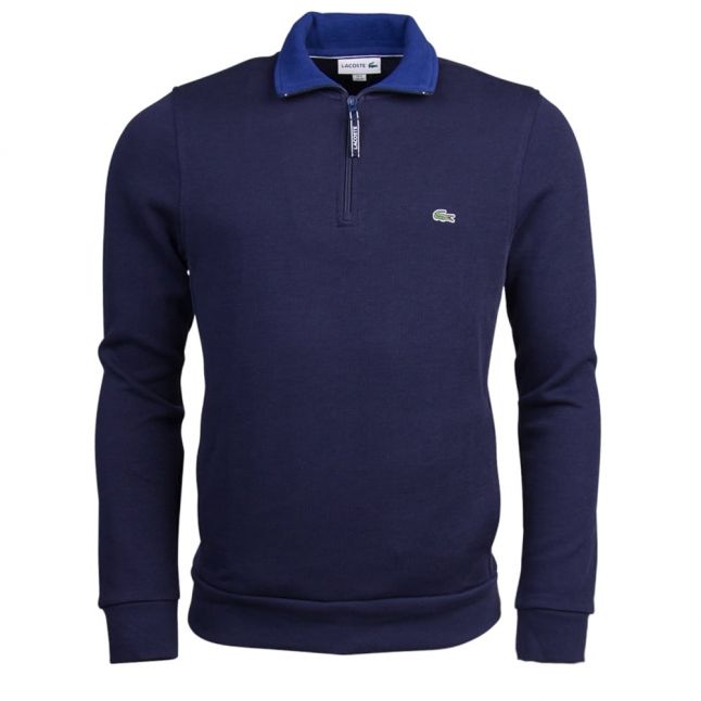 Mens Navy Half Zip Sweat Top