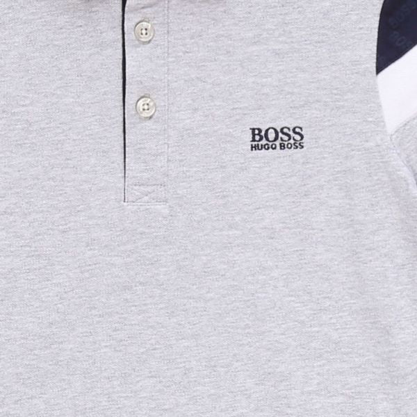 Boys Grey Marl Arm Panel Detail S/s Polo Shirt